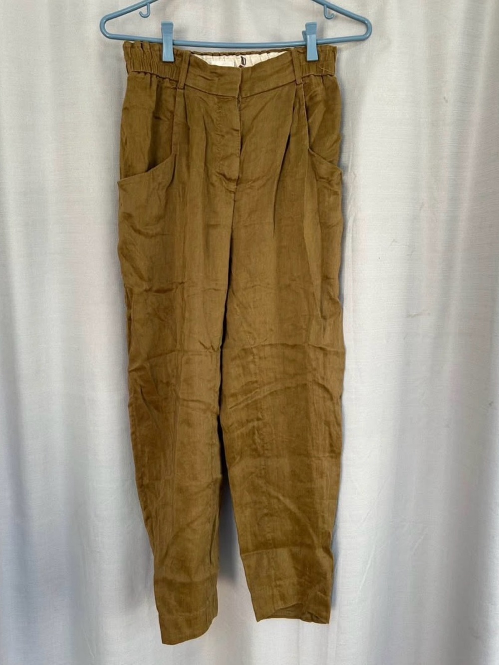 Wilfred pants in silk / linen size small button up lounge pants pockets cropped